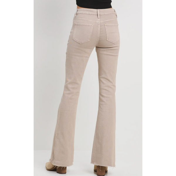 High Rise Taupe Slim Flare Jeans