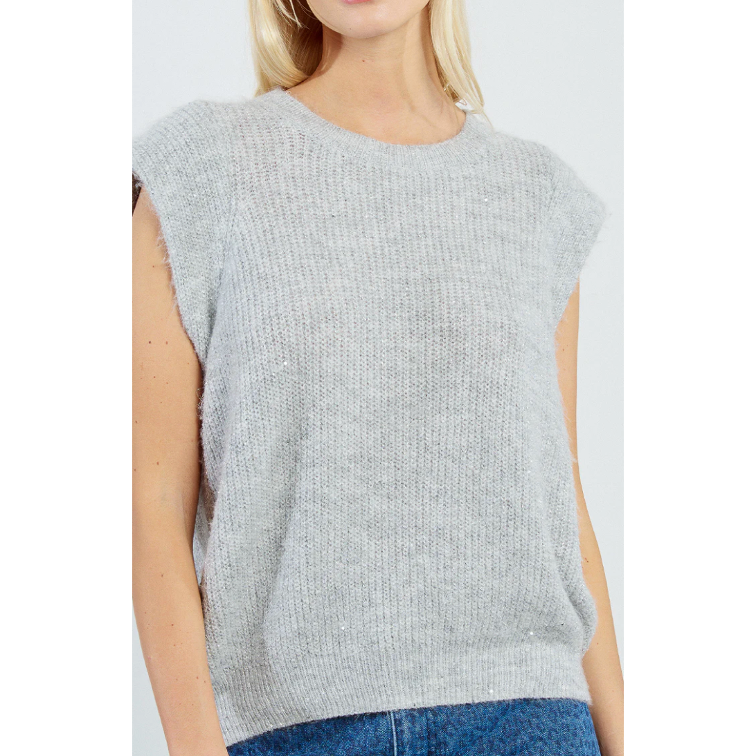 Grey Sleeveless Knitted Vest