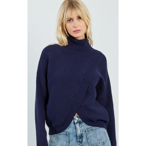 Navy Crossover Sweater