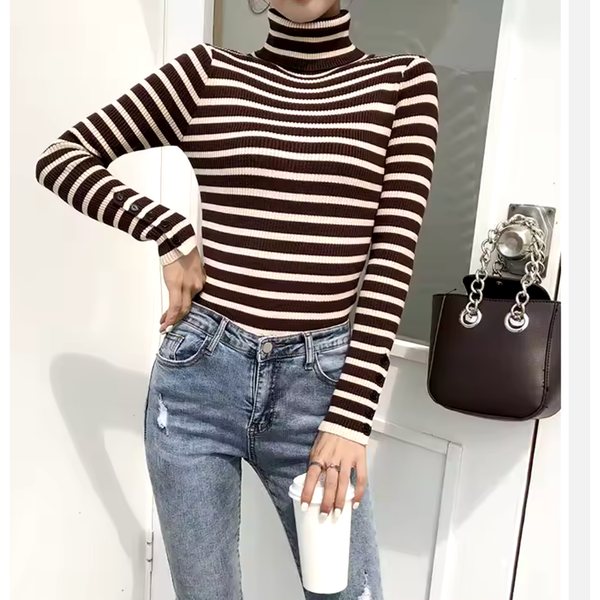 Striped Soft Turtleneck