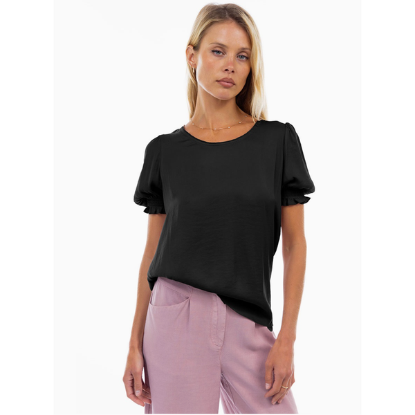 Crew Neck Satin Blouse