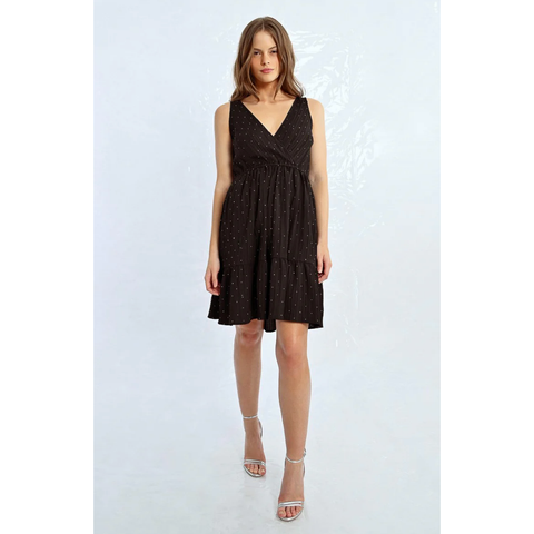 Studded Black Halter Dress