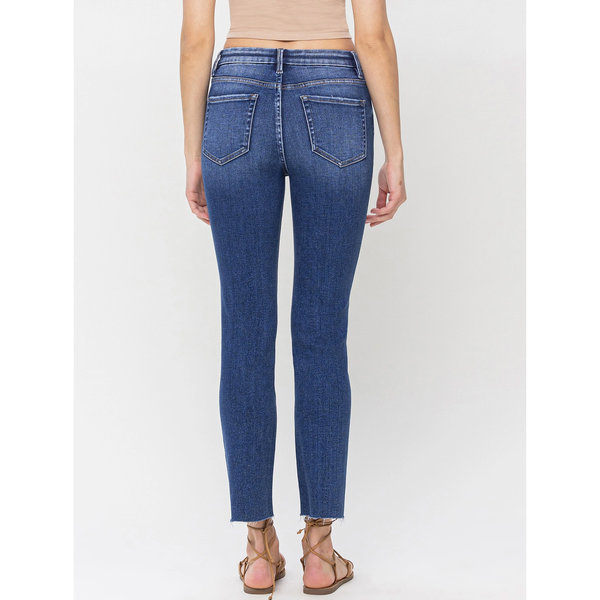 High Rise Crop Slim Straight Jeans