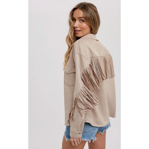 Vegan Suede Fringe Shacket