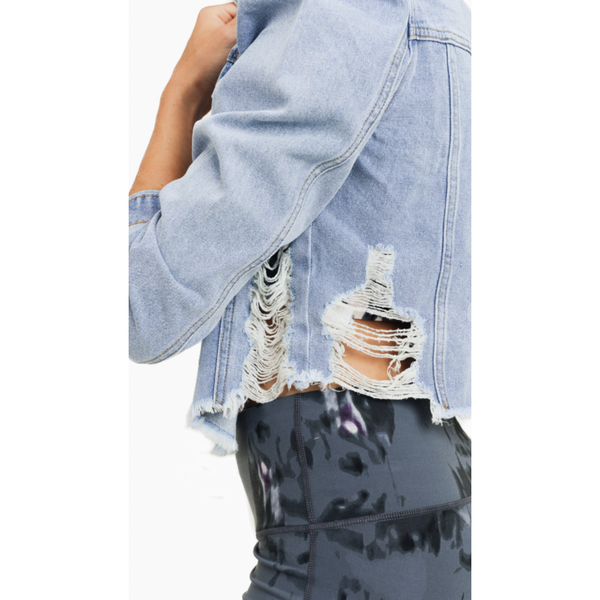 Puffed Sleeve Denim Jacket - SPREE