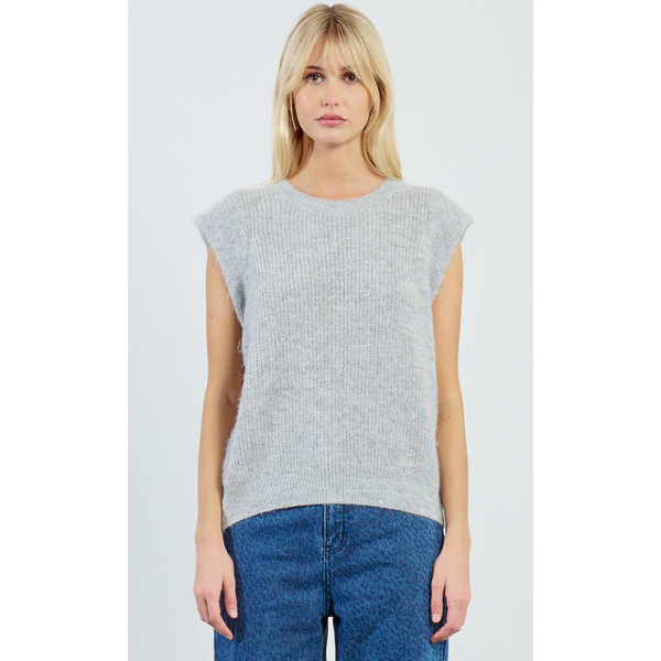 Grey Sleeveless Knitted Vest