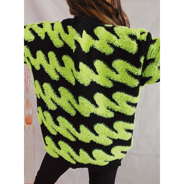 Lime flocked Sweater