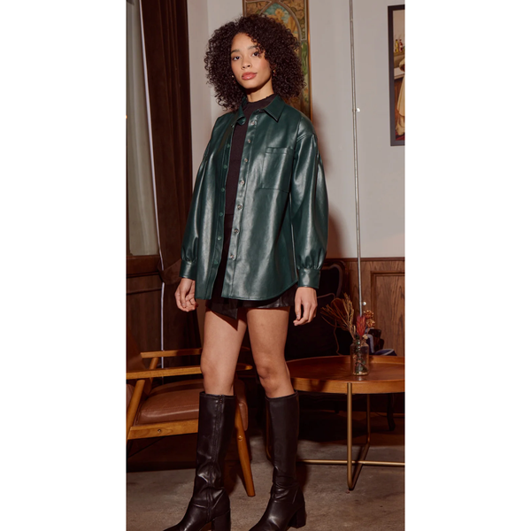 Jules Oversized Faux Leather Shirt - SPREE