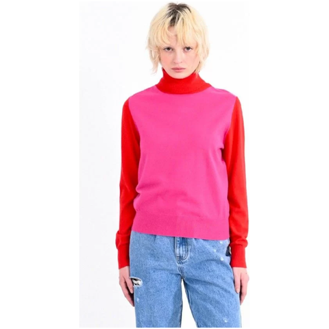 Color Block Turtleneck Sweater - SPREE