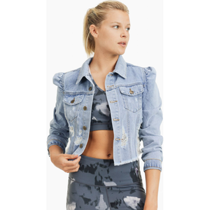 Puffed Sleeve Denim Jacket - SPREE