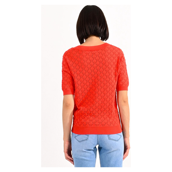 Red Short Sleeve Sweater - SPREE