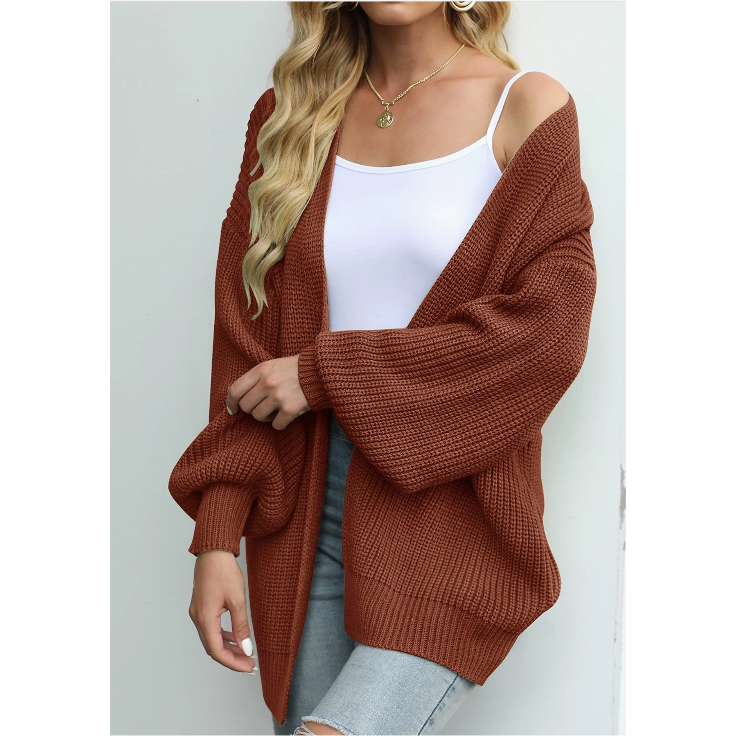 Balloon Sleeve Chunky Cardigan