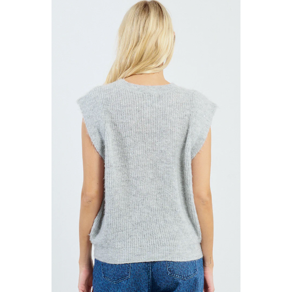 Grey Sleeveless Knitted Vest