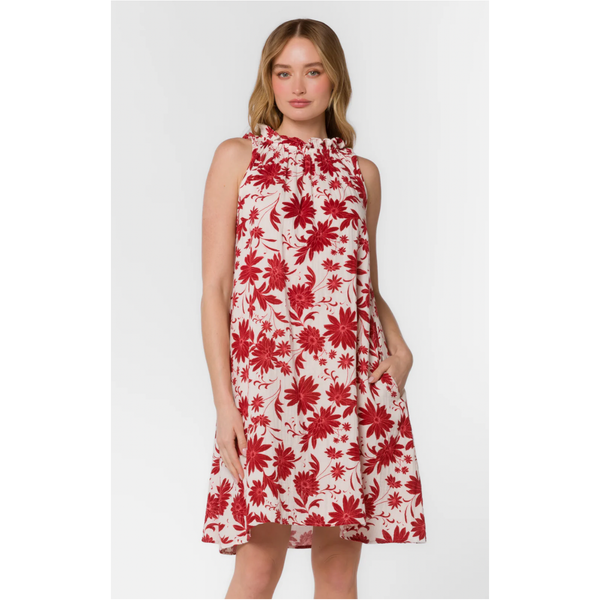 Glenda Red Floral Dress