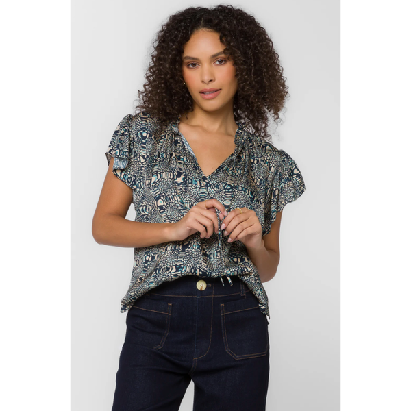 Sarah Navy Abstract top