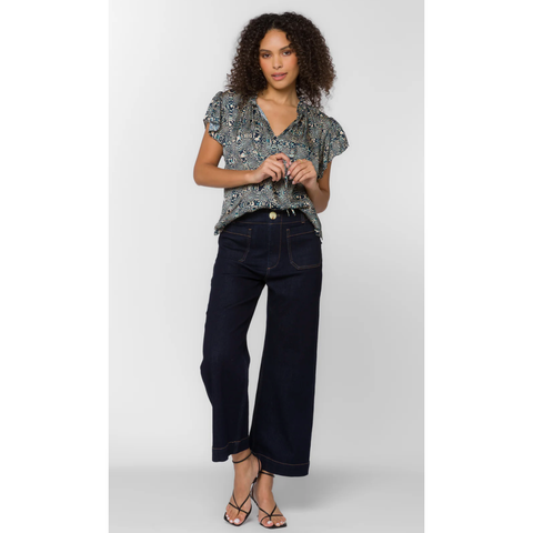 Sarah Navy Abstract top
