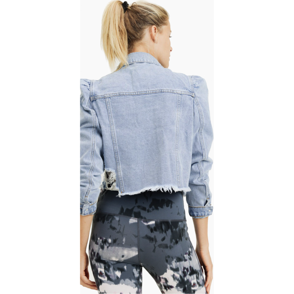 Puffed Sleeve Denim Jacket - SPREE