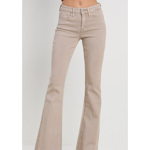 High Rise Taupe Slim Flare Jeans