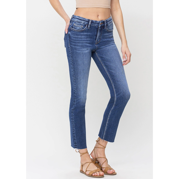 High Rise Crop Slim Straight Jeans