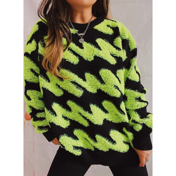 Lime flocked Sweater