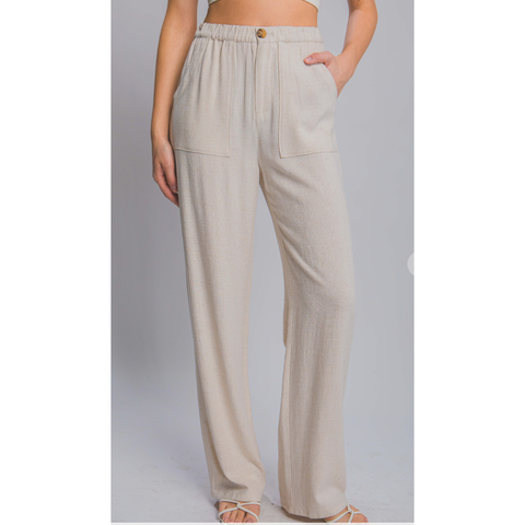 Khaki Linen Pants - SPREE