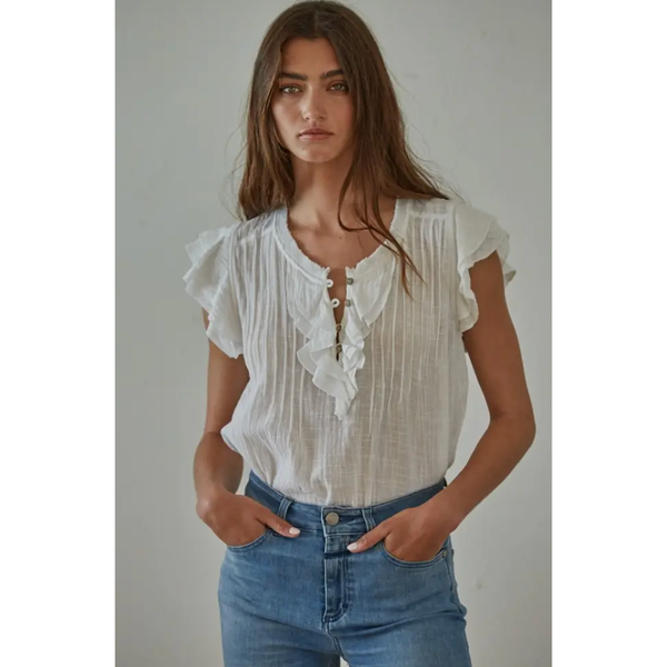 Linen Ruffle Top