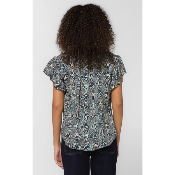 Sarah Navy Abstract top
