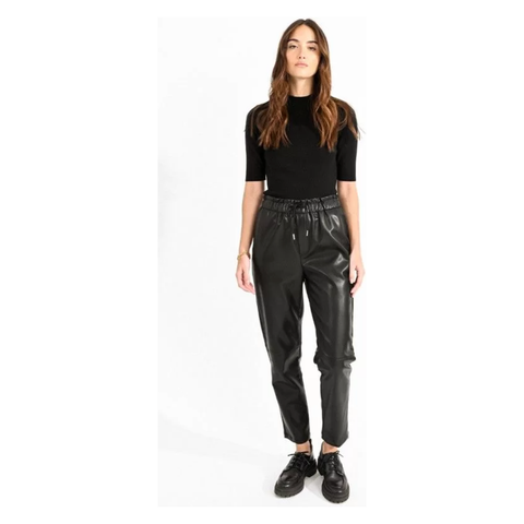Black Vegan Leather Pants - SPREE