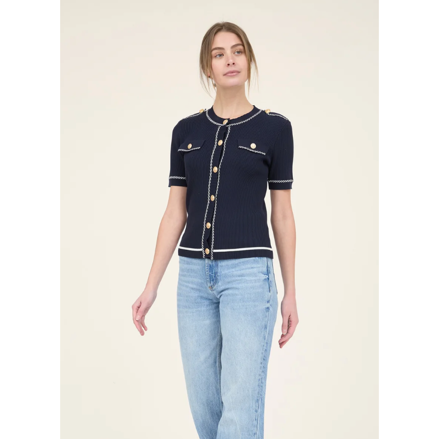Navy Blue Button Top