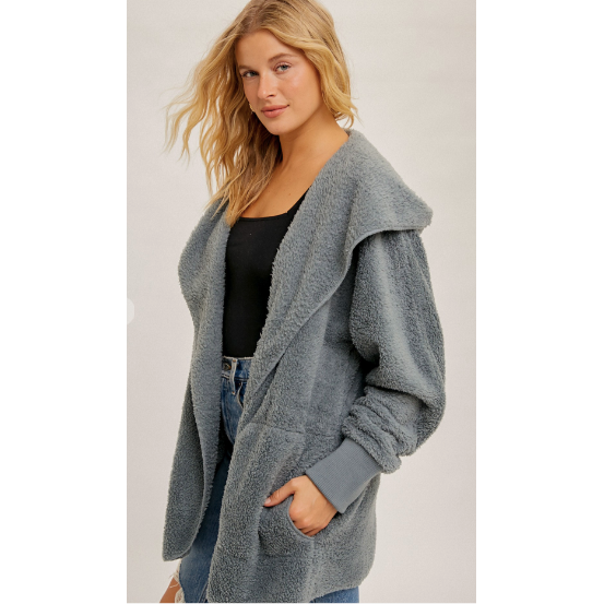 Gray teddy bear jacket best sale