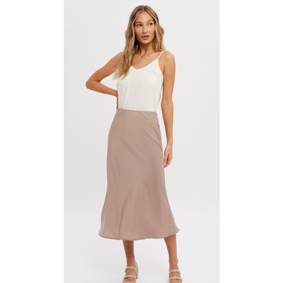 Satin Midi Skirt - SPREE