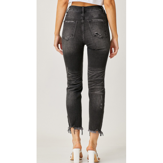 High Rise Relaxed Skinny Black Jeans - SPREE